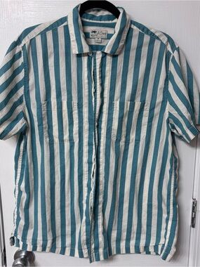 J. Crew Short Sleeve Slub Cotton Camp Collar Shirt #BE957